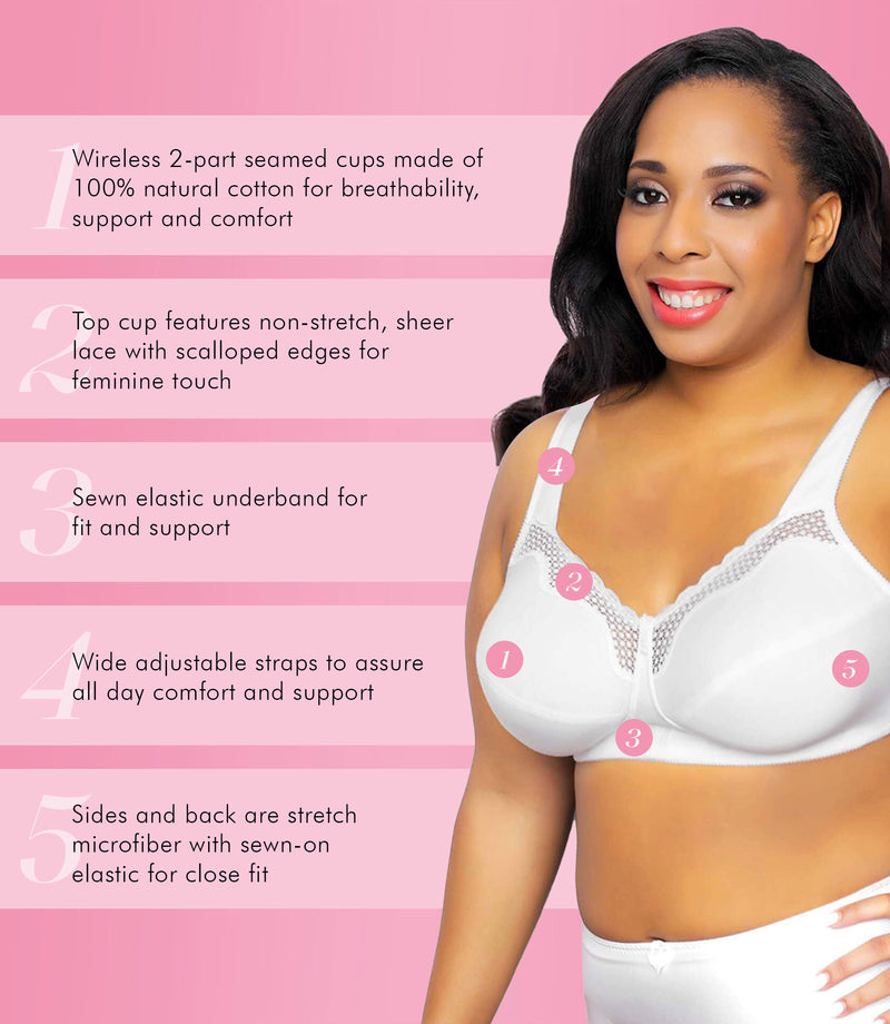 FULLY® Cotton Soft Cup Wirefree Bra With Lace