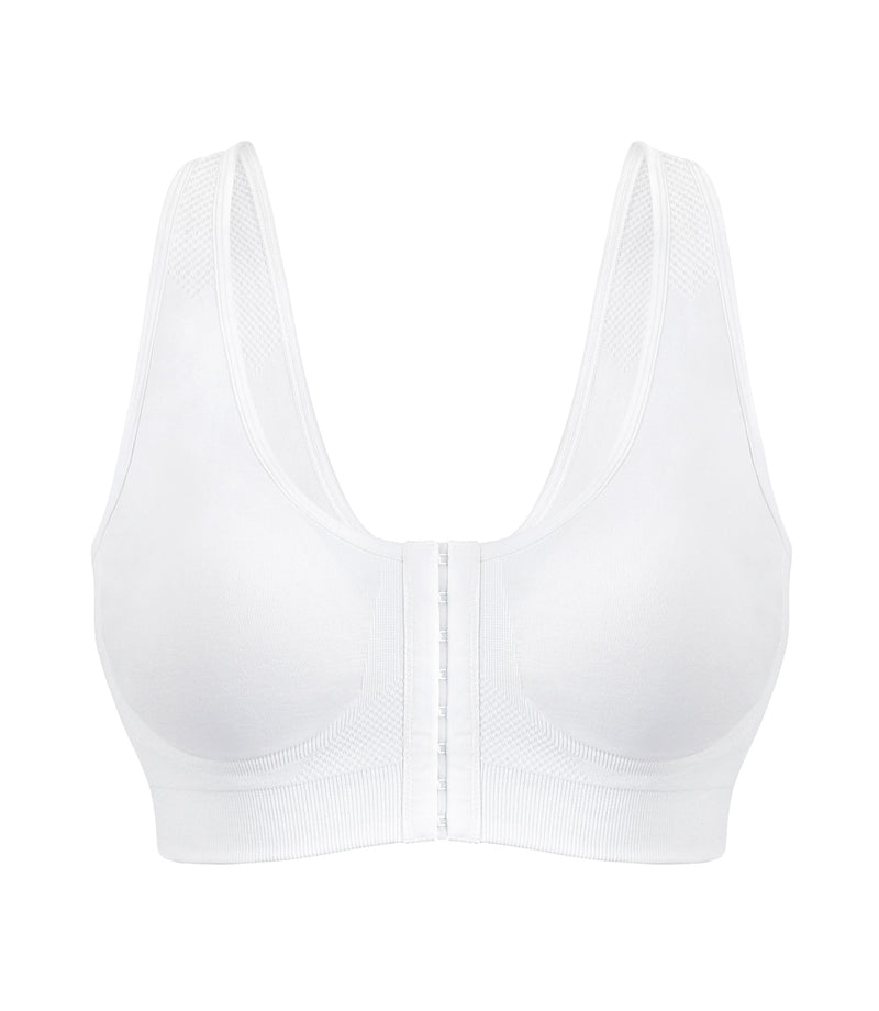 Gotoly Front Closure Sport Bras Full Coverage Bra Womens Wirefree No  Padding Cross Back Support Tops with Zipper (White XX-Large)